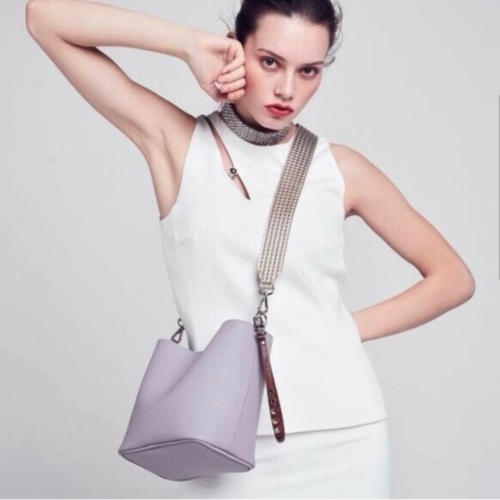 Find Kapoor women’s purple lavener  Leather Bucket Bag with Studded Strap